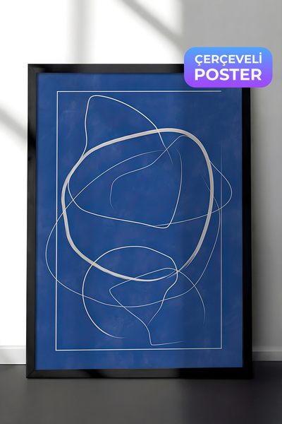 Postifull Crna uokvirena slika, set postera i okvira, apstraktna serija plavi...