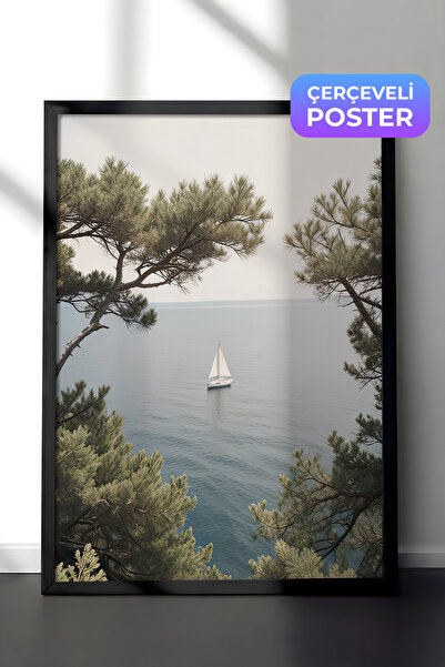 Postifull Tuscany Boat Çerçeveli Tablo, Siyah Çerçeve ve Poster, Dikey Duvar ...