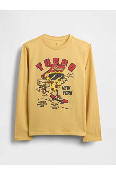 GAP Erkek Çocuk Sarı Grafik Baskılı T-Shirt