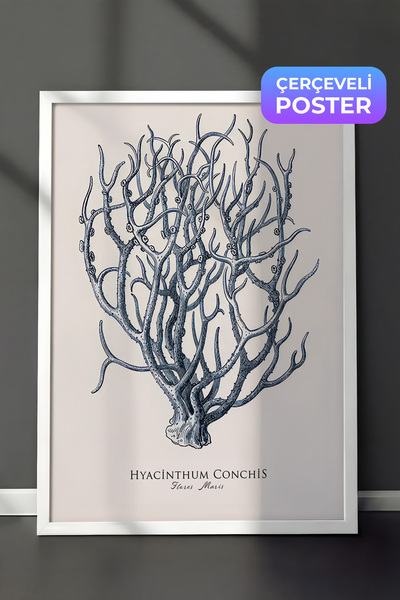 Postifull Slika u plavom koralnom okviru, beli okvir i poster, vertikalna zid...