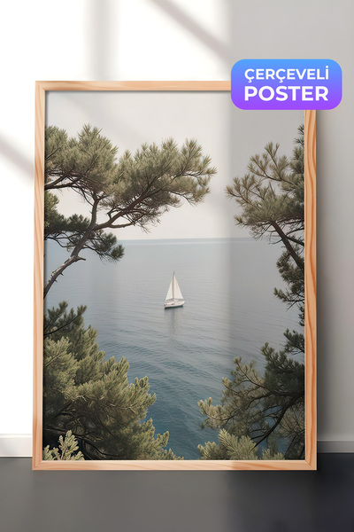 Postifull Tuscany Boat Çerçeveli Tablo, Ahşap Çerçeve ve Poster, Dikey Duvar ...