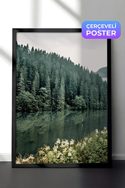 Postifull Slika u ramu sa roze sladoledom, crni okvir i poster, zidna slika s...