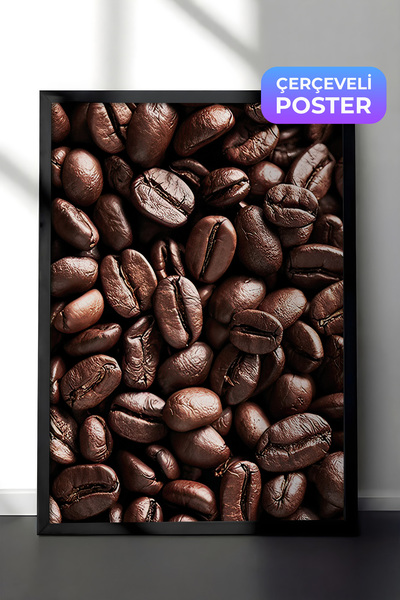 Postifull Slika u ramu sa zrncima kafe, crni okvir i poster, vertikalna zidna...