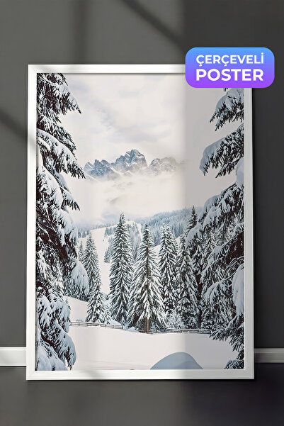 Postifull Božićna slika Zimske doline, beli okvir i poster, vertikalna zidna ...