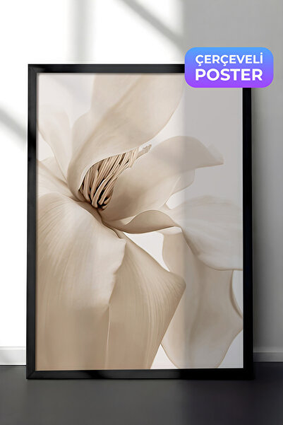 Postifull Bež magnolija novogodišnja slika, crni okvir i poster, zidna slika ...