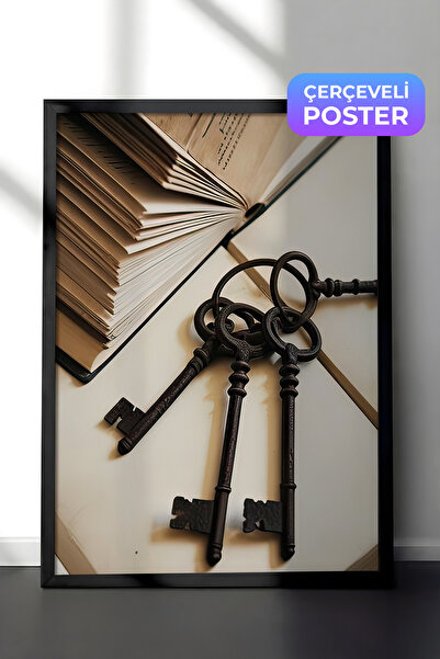 Postifull The Keys Çerçeveli Tablo, Siyah Çerçeve ve Poster, Dikey Duvar Tabl...