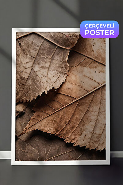 Postifull Smeđe lišće uokvirena slika, beli okvir i poster, vertikalna zidna ...