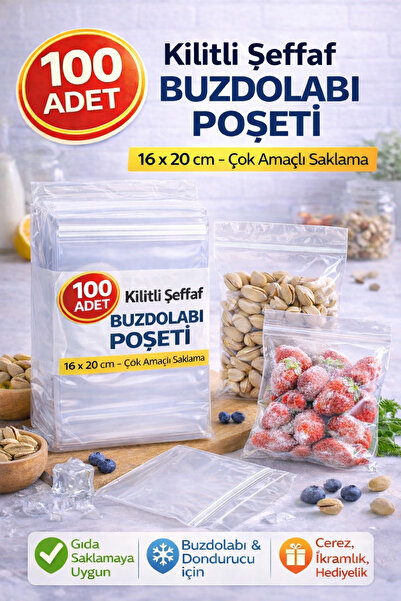 Enjoy Party Store Kilitli Koruyucu Buzdolabı Poşeti Naylon Torba 16x20cm 100 ...