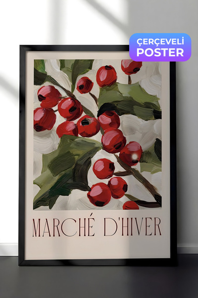 Postifull Siyah Çerçeveli Tablo, Yılbaşı Poster, Yılbaşı Dekoru,Marché D'Hive...