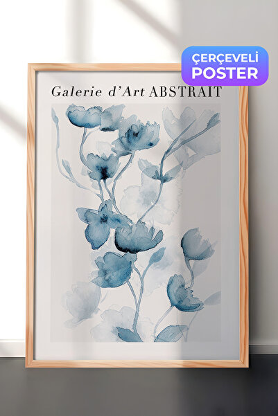 Postifull Fleurs Bleues No1 Uramljena Slika, Drveni Okvir i Poster, Zidna Sli...