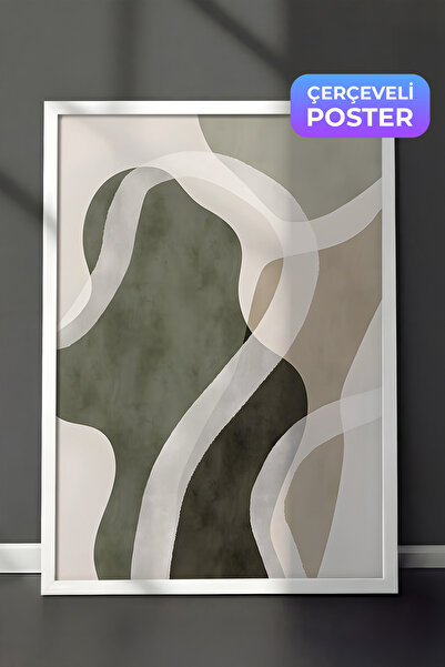 Postifull Slika u belom okviru, set postera i okvira, apstraktni zeleni oblic...