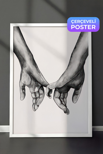 Postifull Slika u akvarelu ruku u ramu, beli okvir i poster, zidna slika seri...