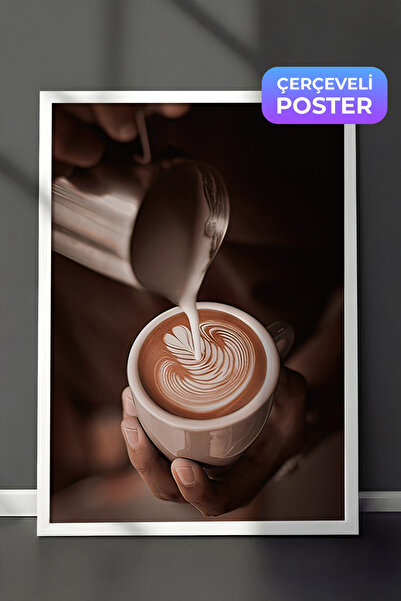 Postifull Kapućino umetnička slika u ramu, beli okvir i poster, zidna slika s...