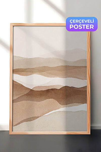 Postifull Hills of Sand Çerçeveli Tablo, Ahşap Çerçeve ve Poster, Dikey Duvar...