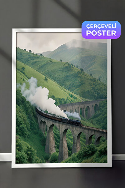 Postifull Magični vlak u uokvirenoj slici, beli okvir i poster, vertikalna zi...