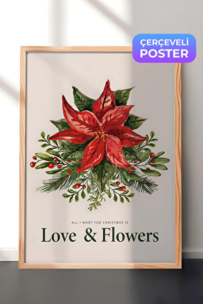 Postifull Božićni poster sa drvenim okvirom, ljubav i cveće za seriju "Božićn...