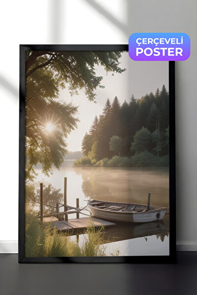 Postifull Sunrise at the Pier  Çerçeveli Tablo, Dikey Duvar Tablosu Comfort S...