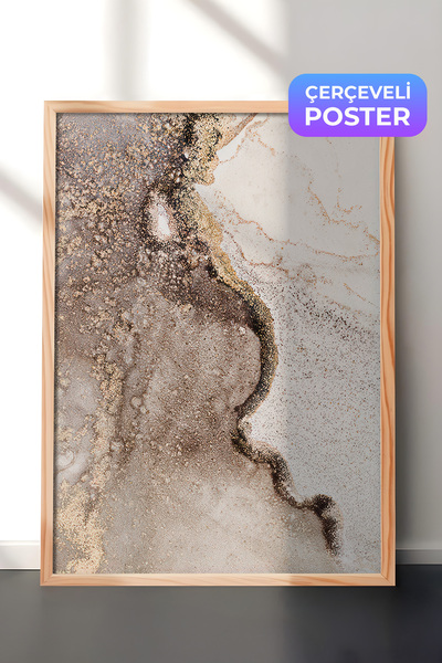 Postifull Abstract Beige Marble Çerçeveli Tablo, Dikey Duvar Tablosu Comfort ...