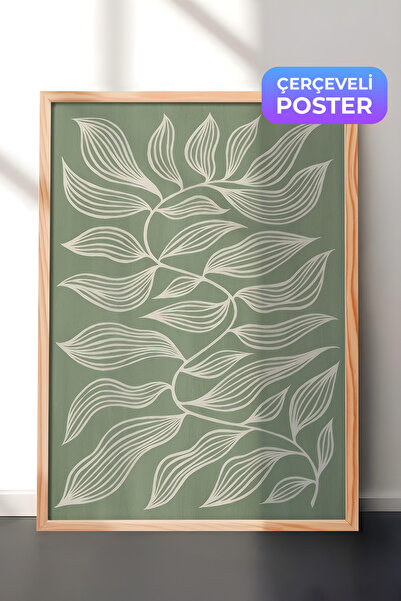 Postifull Zelena botanička slika u ramu, drveni okvir i poster, zidna slika s...