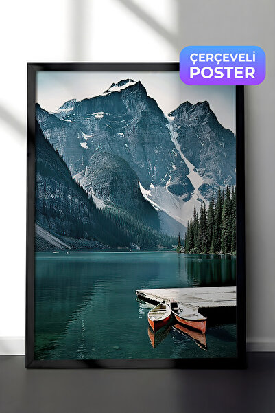 Postifull Kanui na jezeru, slika u crnom okviru i poster, serija komfornih zi...