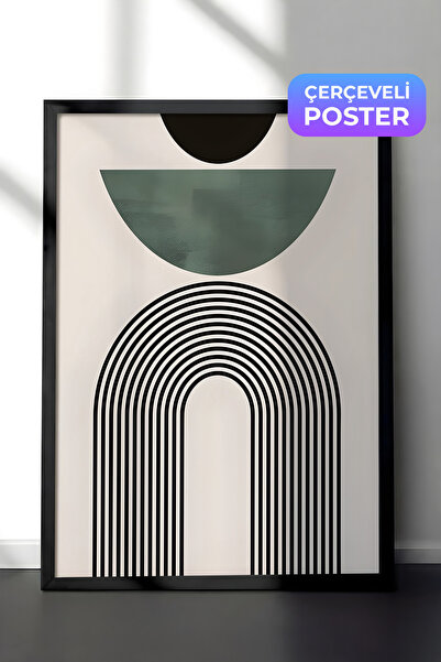 Postifull Slika u crnom okviru, set postera i okvira, zelena serija Mid Centu...