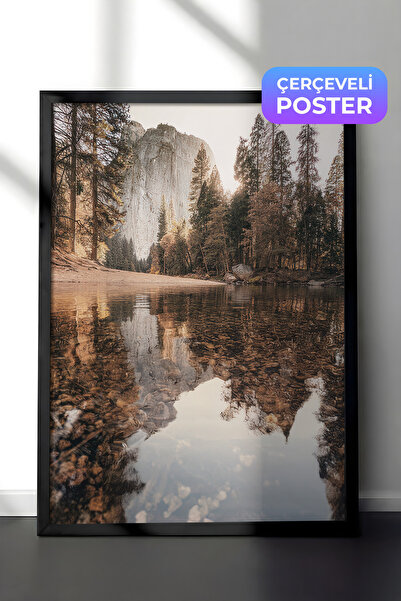 Postifull Yosemite Autumn Çerçeveli Tablo, Siyah Çerçeve ve Poster, Duvar Tab...