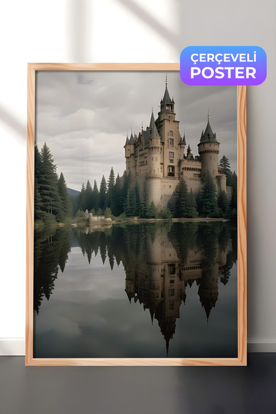 Postifull Magični zamak, refleksija, uokvirena slika, vertikalna zidna slika,...