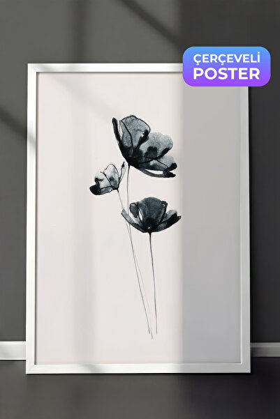 Postifull Dark Flowers Çerçeveli Tablo, Beyaz Çerçeve ve Poster, Dikey Duvar ...