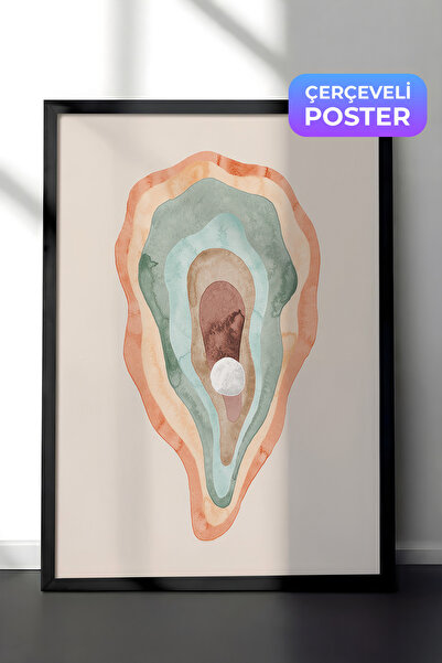 Postifull Akvarel slika u uvozu sa ostrigama, crni okvir i poster, zidna slik...