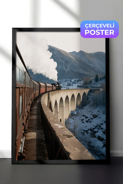 Postifull Slika uokvirena ekspresnim vozom, crni okvir i poster, vertikalna z...