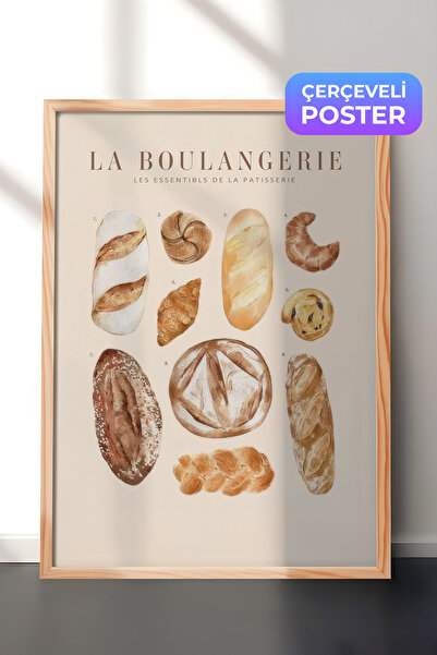 Postifull La Boulangerie No1 Çerçeveli Tablo, Ahşap Çerçeve ve Poster, Duvar ...