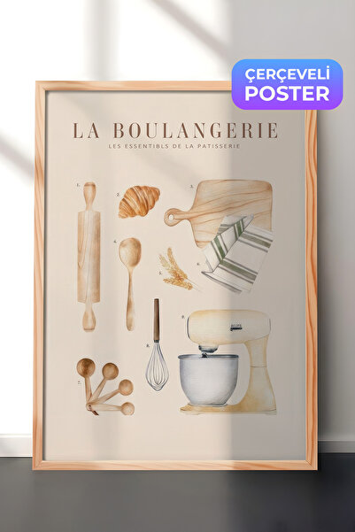 Postifull La Boulangerie No2 Çerçeveli Tablo, Ahşap Çerçeve ve Poster, Duvar ...