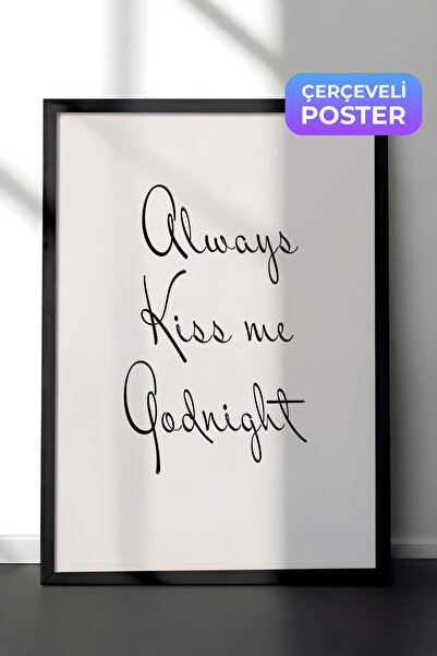 Postifull Tablou cu ramă neagră, set de postere și rame, Always Kiss me Goodn...