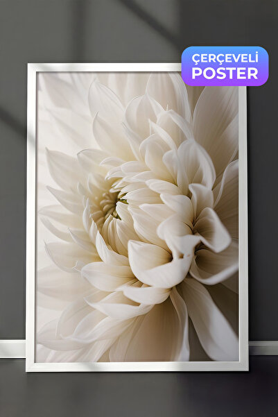 Postifull White Dahlia Çerçeveli Tablo, Beyaz Çerçeve ve Poster, Dikey Duvar ...