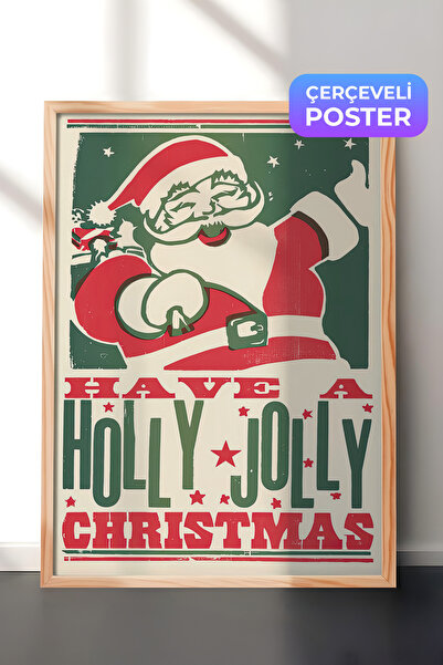Postifull Slika u drvenom okviru, uokviren božićni poster, serija "Holly Joll...