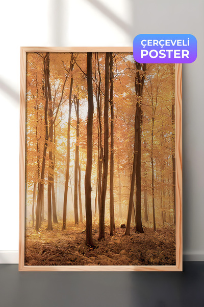 Postifull Jesenje drveće uokvirena slika, drveni okvir i poster, vertikalna z...