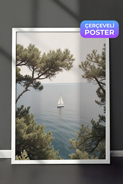 Postifull Tuscany Boat Çerçeveli Tablo, Beyaz Çerçeve ve Poster, Dikey Duvar ...