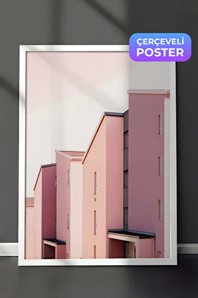 Postifull Slikanje u ružičastim tonovima, beli okvir i poster, zidna slika se...