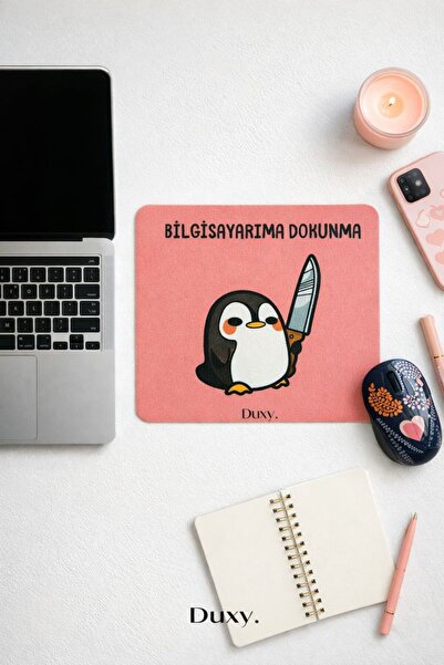 Duxy Esprili Desenli Mouse Pad, 23x19 cm, Kaymaz Taban, Ev, Ofis ve Oyun için...