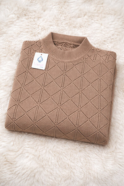 Vinomsk Sütlü Kahve Kadın Triko Kazak – Uzun Kollu Yumuşak Dokulu Kışlık Kazak