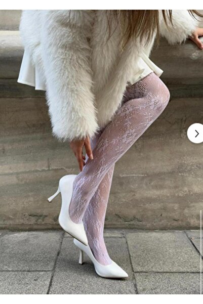 Laura Διχτυωτό καλσόν με δαντέλα Rosess με λουλουδάτο σχέδιο