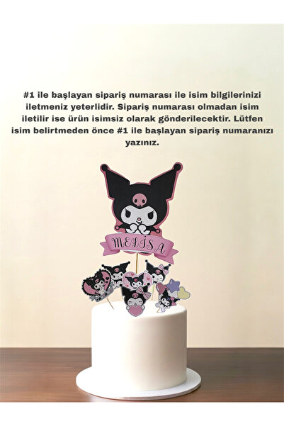 Sinem Gift Kuromi Pasta Süsü - Kuromili Pasta Süsü - Kuromi Konseptli Süs - K...