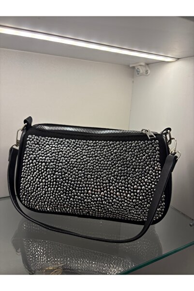 ALTUNAY Kadın Siyah Işıltılı Taşlı Kol Ve Omuz Çantası