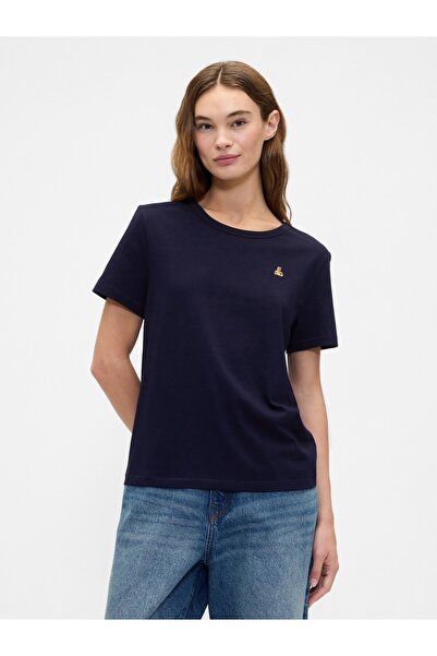 GAP Kadın Lacivert Organik Pamuk VintageSoft Brannan Bear T-Shirt