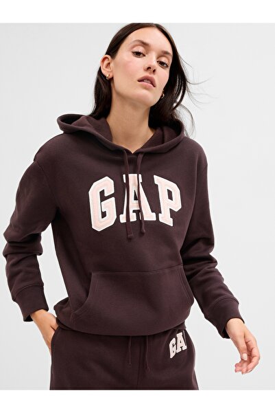 GAP Kadın Kahverengi Logo Fleece Sweatshirt
