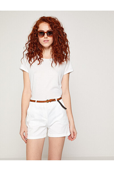 Koton Γυναικείο εκρού σορτς 8YAK01906CW