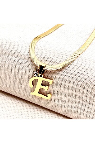 Siya Silver Kararmaz Çelik Zirkon Taşlı İtalyan Zincirli Harfli Kolye