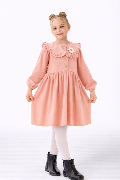 RAPAPA Детска рокля с дълъг ръкав и набрана яка - 1571-S