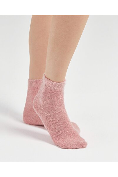 Bolero Tüylü Simli Ev Çorabı Pembe