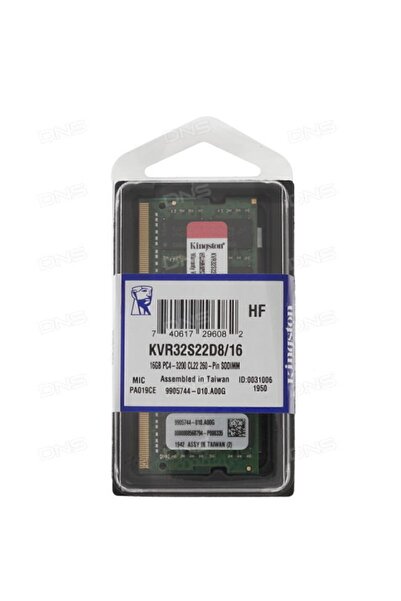 Kingston 16gb Ddr4 3200mhz Kvr32s22d8/16 Notebook Ram(ORJİNAL)+ORJİNAL)Taiwan